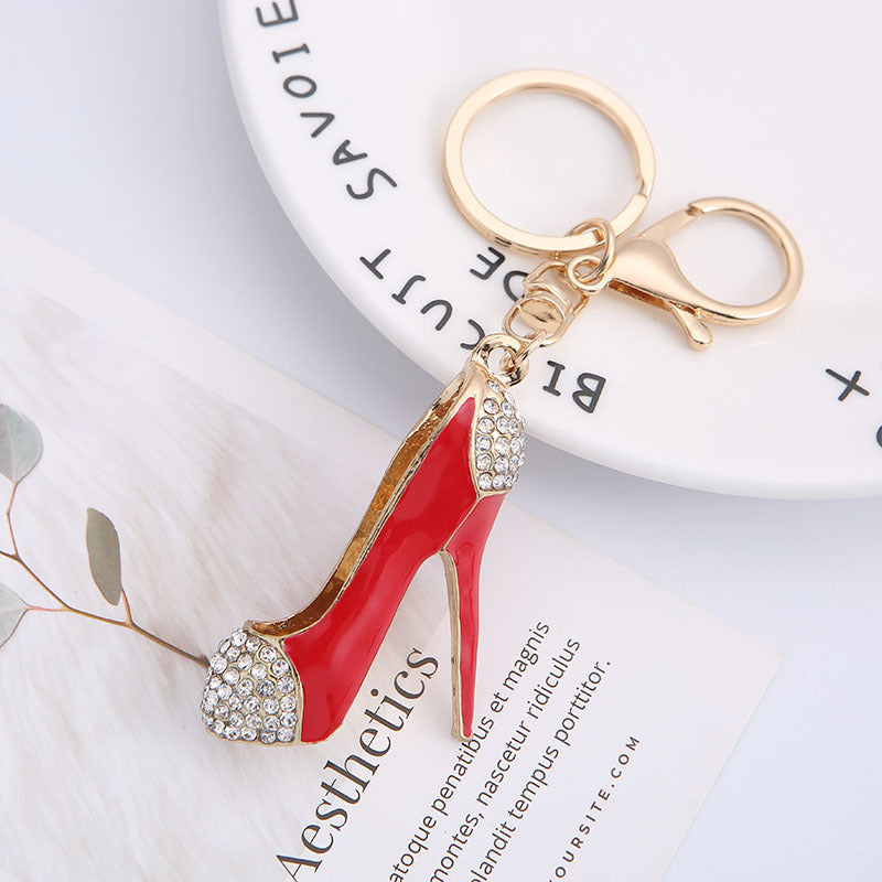 Wholesale Diamond Inlaid High Heels Zinc Alloy Keychains